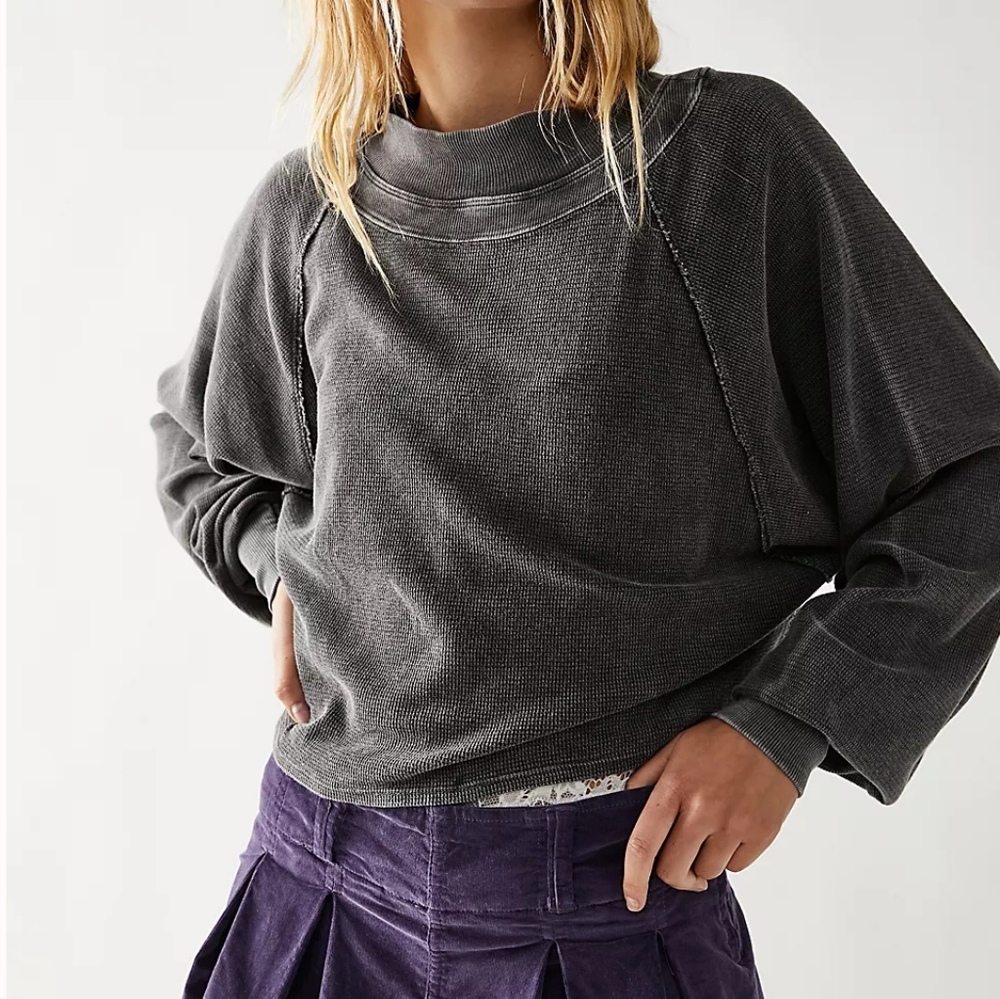 FREE PEOPLE Cropped Thermal Pulllover - Picture 1 of 7